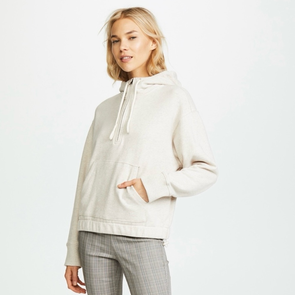 VINCE Half zip Cotton Cream Sweatshirt Size XS